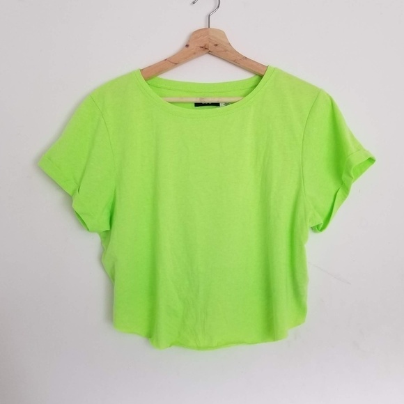 NEW BDG Hang Tight Knot Front Short Sleeve Tee Green Crop Top Size Large - Picture 4 of 8